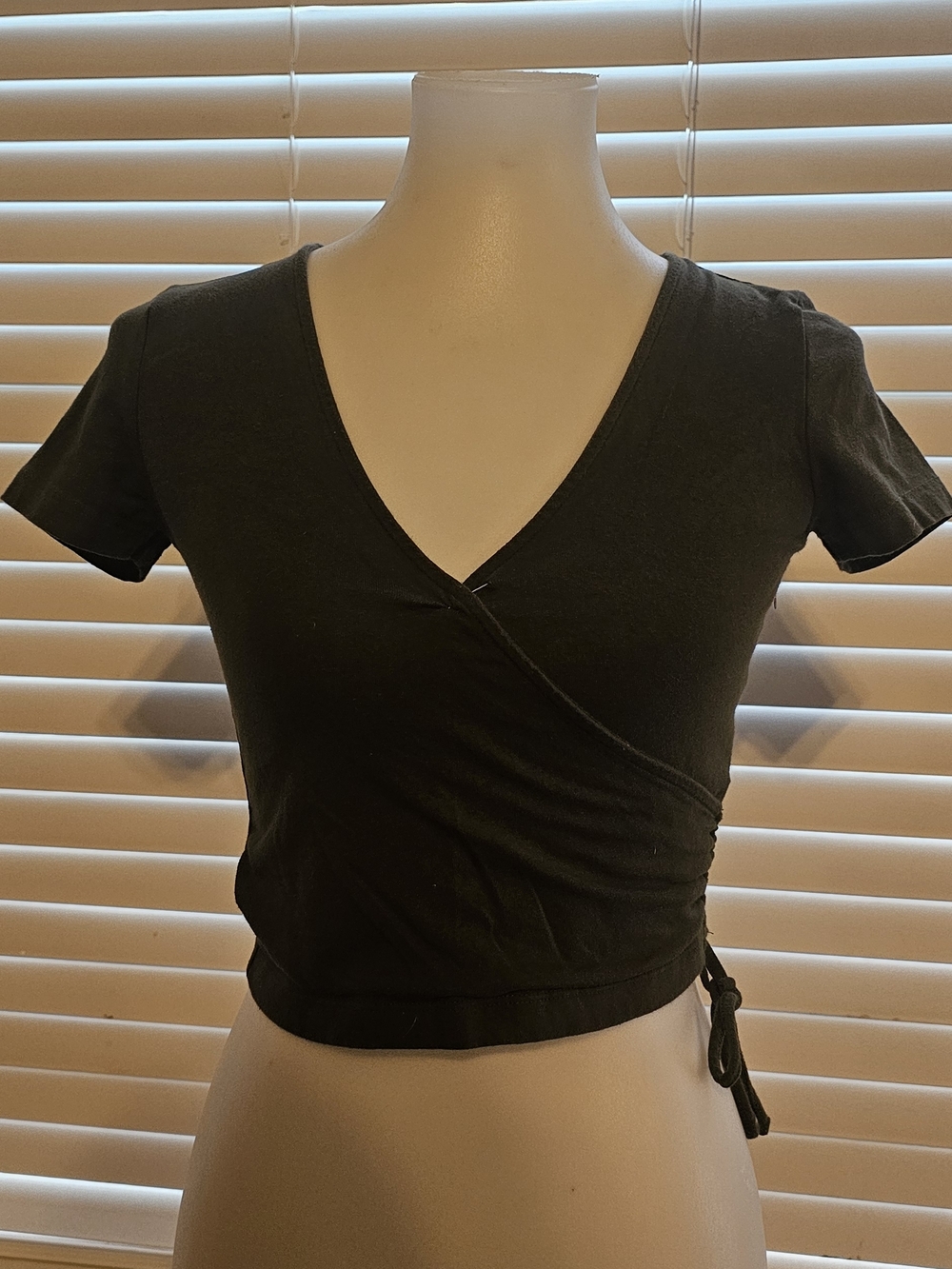 Forever 21 Black Wrap Crop Top with Side Tie
